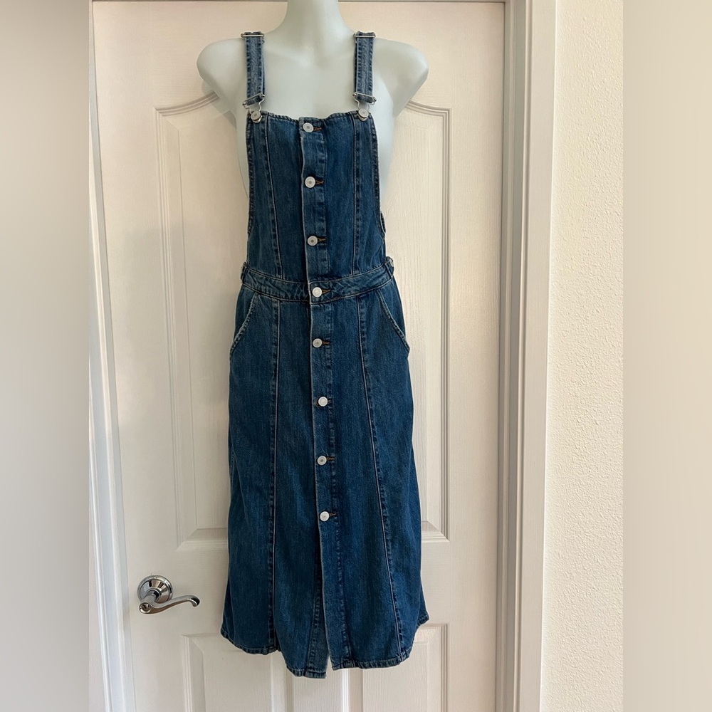 Zara TRF Rock ’n’ Love Denim Overall Midi Dress – XS